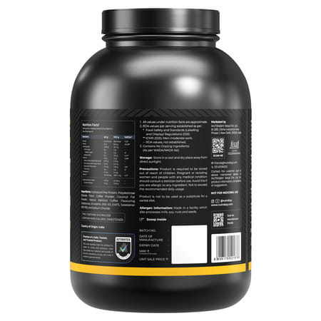Nutrabay Gold Pea Protein Powder | 25G Protein | 4.6G Bcaa | 5G Fiber | Cold Coffee Flavour - 2Kg