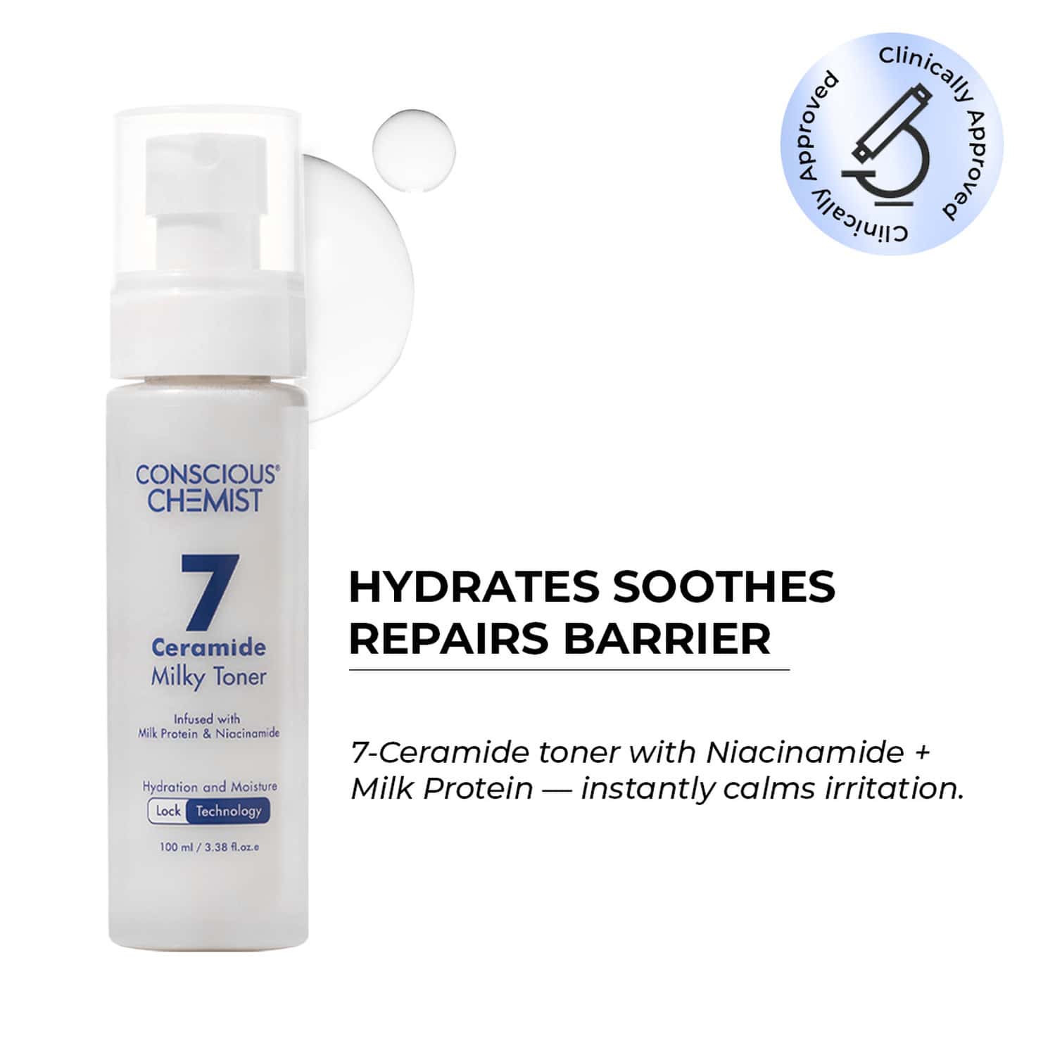 Conscious Chemist Niacinamide & 7 Ceramide Milky Toner 100ml | Hydrating & Barrier Repair 100ml
