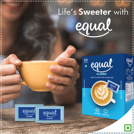 Equal Classic Zero Calorie Sweetener Sugar Free Calorie Control 50 Sachets Pack Of 5