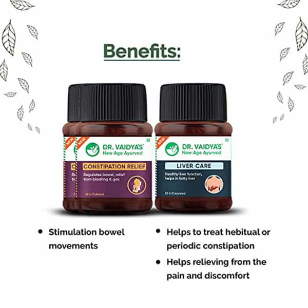 Dr. Vaidya's Constipation Pack - Constipation Relief Capsules & Tablets | 2 X 30