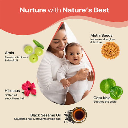 Herby Angel Baby Head Massage Oil With Sesame | Methi & Hibiscus For Hair Growth - 100ml