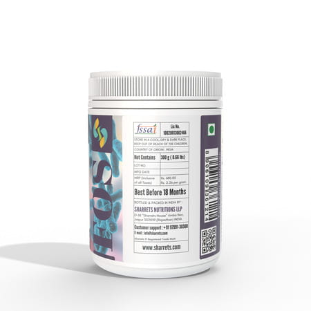 Sharrets Fos Fructooligosaccharides Prebiotic Powder | Unflavored - Pack Of 3 | 300g Each