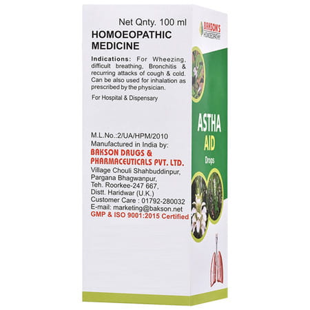 Baksons Homoeopathy Astha Aid Drops 100 Ml