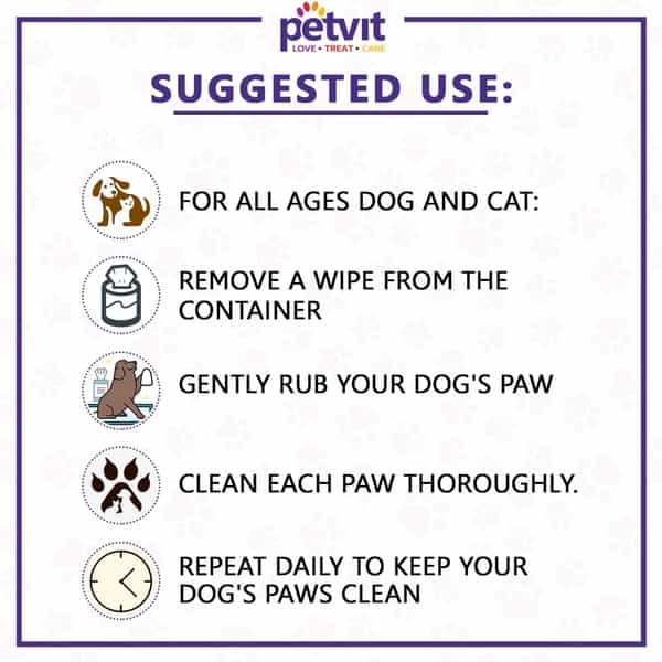 Petvit Nose And Paw Wipes For Eliminates Bacteria Virus Fungus All Age Group Pack Of 2 50 Wipes