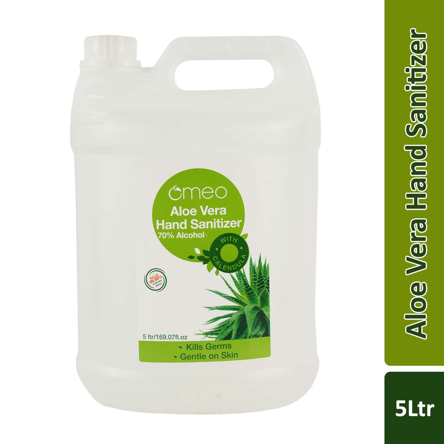Omeo Aloe Vera Hand Instant Sanitizer Gel - Refill Pack | 70% Alcohol - 5 Litre