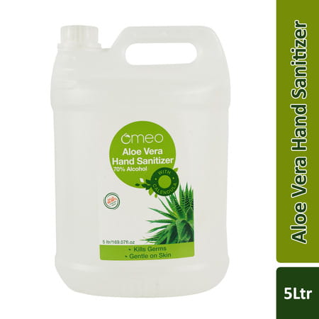 Omeo Aloe Vera Hand Instant Sanitizer Gel - Refill Pack | 70% Alcohol - 5 Litre