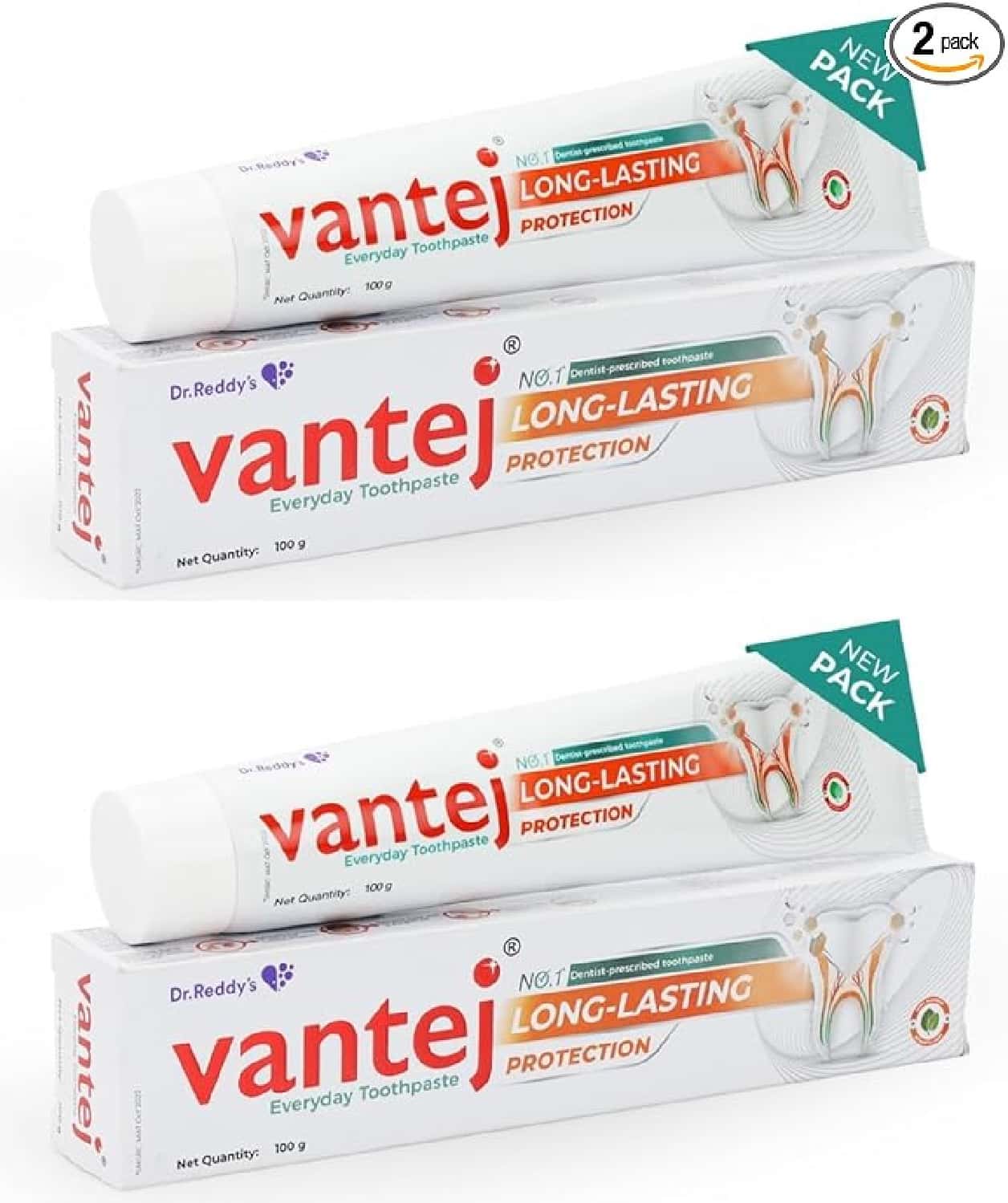 Vantej Toothpaste For Sensitive Teeth Dentist Recommended | Everyday Use | White - 100g X Pack Of 2
