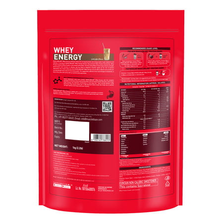 Muscleblaze Whey Energy (Cold Coffee| 1kg / 2.2lbs) | 24g Protein| 100% Whey Protein Blend