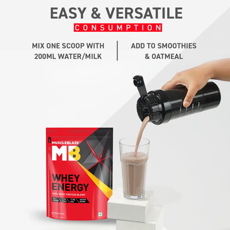 Muscleblaze Whey Energy (Cold Coffee| 1kg / 2.2lbs) | 24g Protein| 100% Whey Protein Blend
