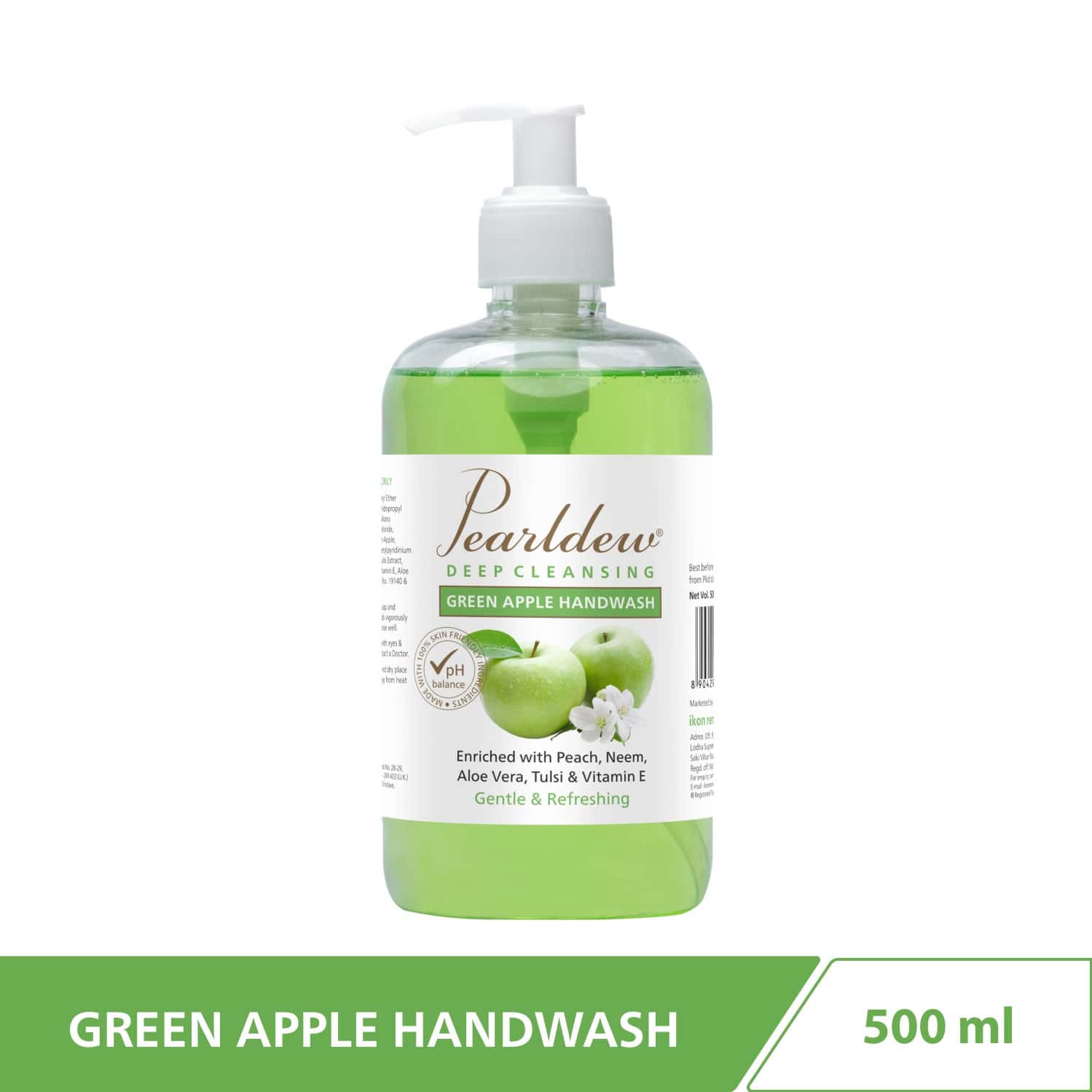 Pearldew Natural Green Apple Deep Cleansing Hand Wash 500 Ml | Neem & Tulsi (Pack Of 1)