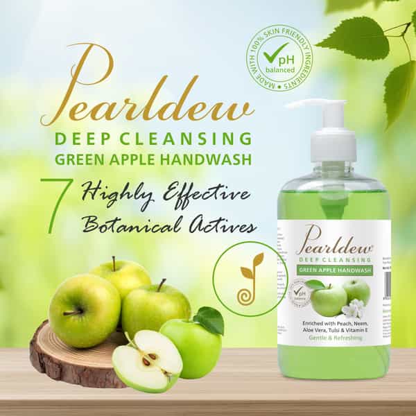 Pearldew Natural Green Apple Deep Cleansing Hand Wash 500 Ml | Neem & Tulsi (Pack Of 1)