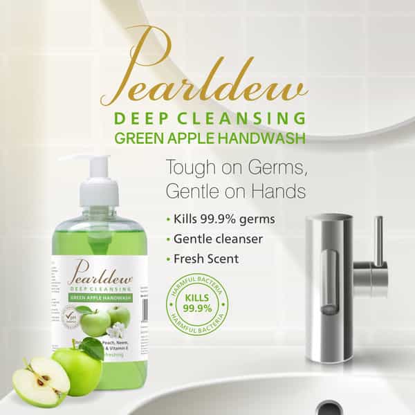 Pearldew Natural Green Apple Deep Cleansing Hand Wash 500 Ml | Neem & Tulsi (Pack Of 1)