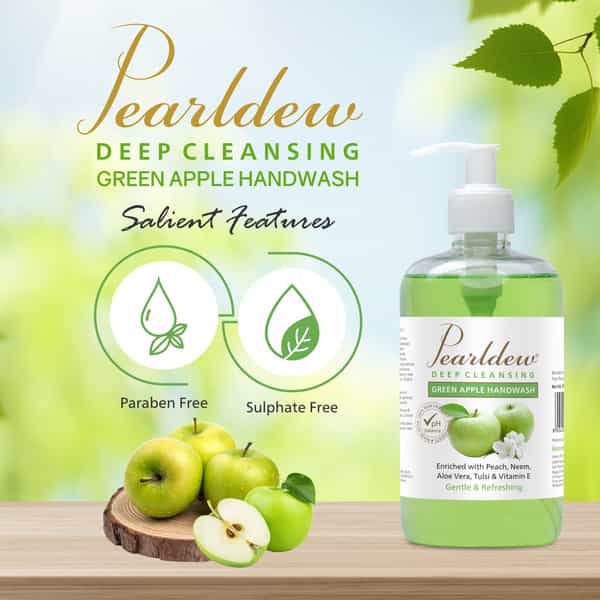 Pearldew Natural Green Apple Deep Cleansing Hand Wash 500 Ml | Neem & Tulsi (Pack Of 1)