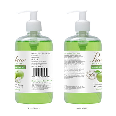 Pearldew Natural Green Apple Deep Cleansing Hand Wash 500 Ml | Neem & Tulsi (Pack Of 1)