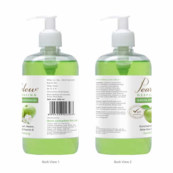 Pearldew Natural Green Apple Deep Cleansing Hand Wash 500 Ml | Neem & Tulsi (Pack Of 1)