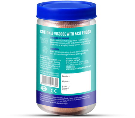 Pharmeasy Cotton Crepe Bandage - Reduced Strain | Sprain & Swelling - 10 Cm X 4 Meters