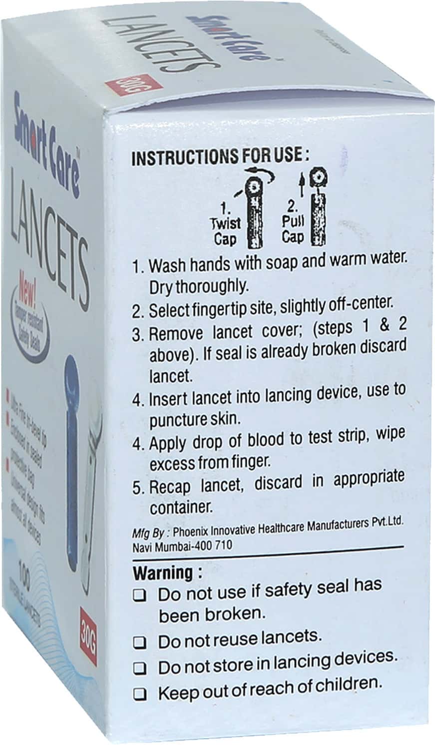 Buy SMARTCARE ROUND LANCET NEEDLE 100 PIECES Online & Get Upto 60