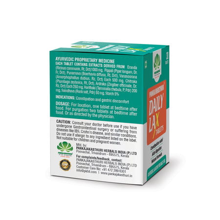 Pankajakasthuri Daily Lax Tablets For Canstipation 30 No's