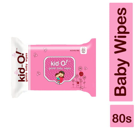Kido Gentle Baby Wipes - Pink | Flip Top | Extra Thick | Hypoallergenic & Moist| 80 Wipes