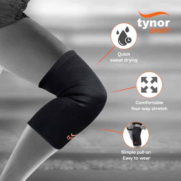 Tynor Knee Cap Air Black & Orange Small Pack Of 2