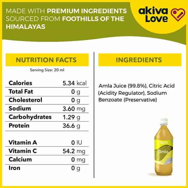 Akiva Love Amla Juice For Vitamin C - 1000Ml