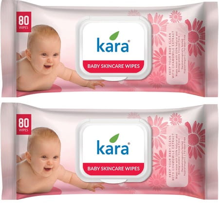 Kara Baby Skin Care Wipes - 80 Wipes (pack Of 2)