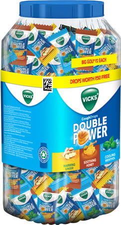Vicks Double Power Cough Drops (115+25 Free) Jar 140 No'S