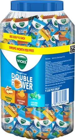 Vicks Double Power Cough Drops (115+25 Free) Jar 140 No'S