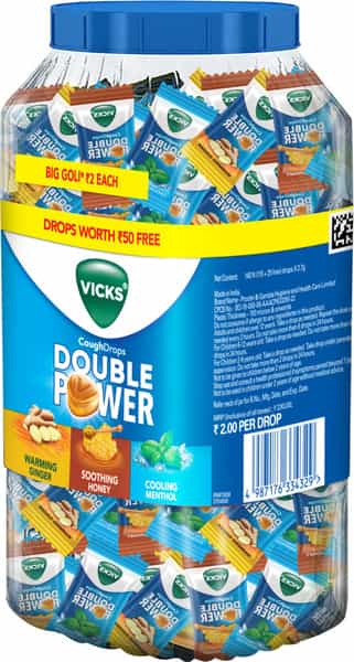 Vicks Double Power Cough Drops (115+25 Free) Jar 140 No's