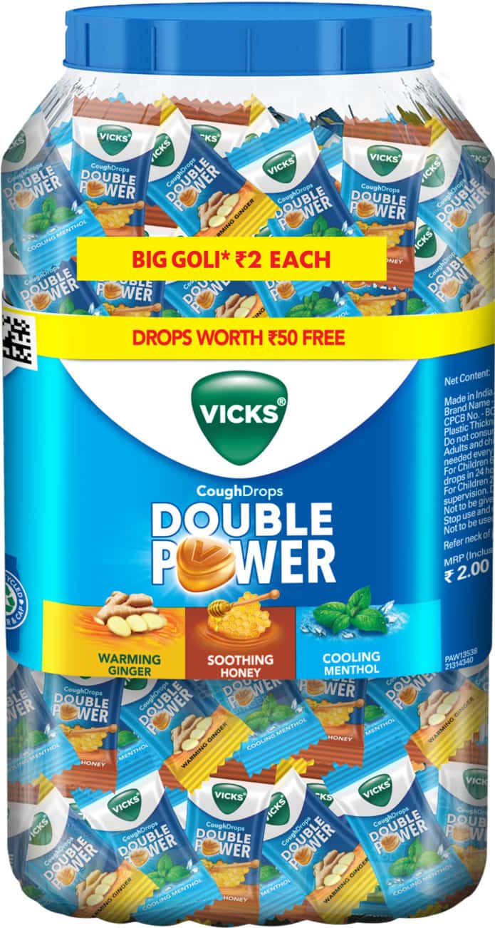 Vicks Double Power Cough Drops 2.7g (115+25 Free) Jar 140 No's