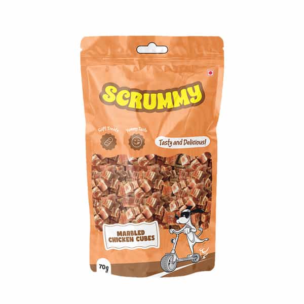 Scrummy Marbled Chicken Cubes Dog Treats | 70 G