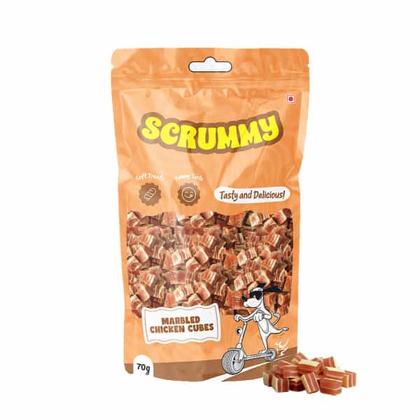 Scrummy Marbled Chicken Cubes Dog Treats | 70 G
