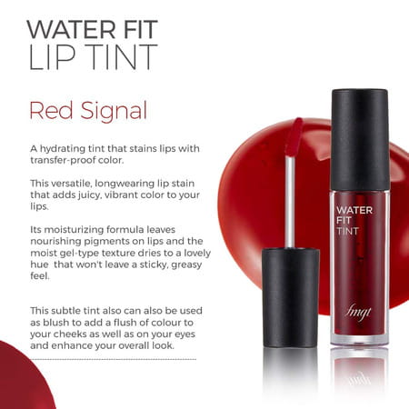 The Face Shop Water Fit Lip Tint - Waterproof & Long Lasting Lip & Cheek Tint | Red Signal - 5G