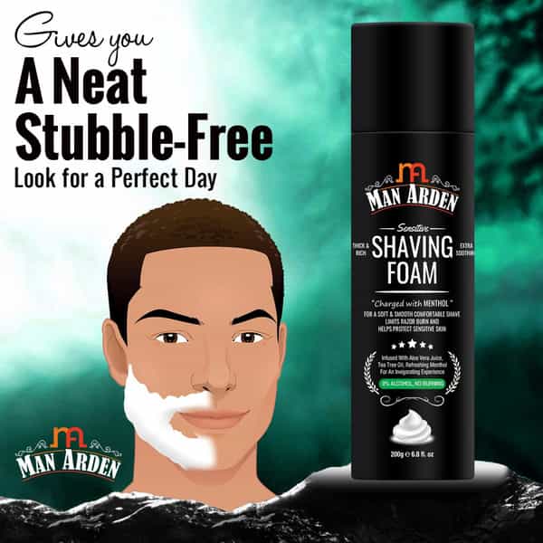Man Arden Shaving Foam For Sensitive Skin - Charged With Menthol Aloevera And Tea Tree 200 G