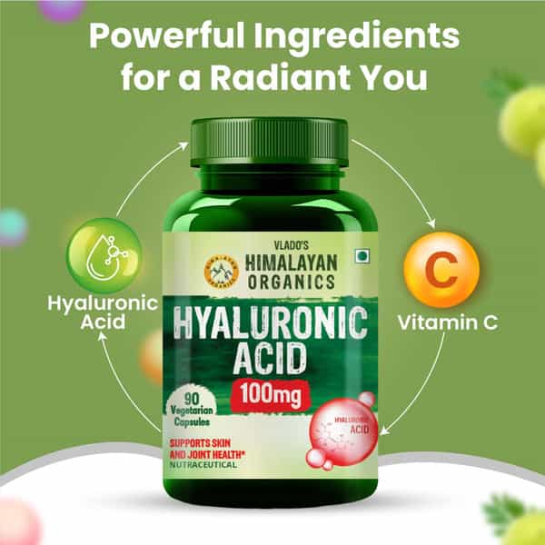 Vlado's Himalayan Organics Hyaluronic Acid 100Mg Supplement | Support Healthy Connective | Veg - 90N