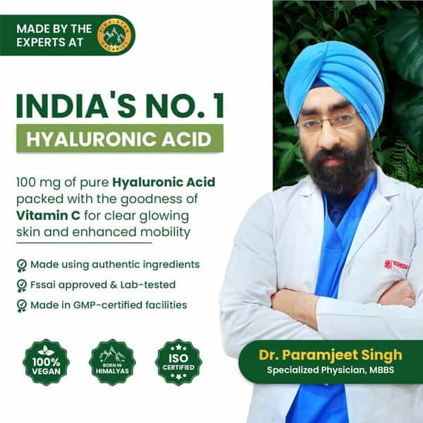 Vlado's Himalayan Organics Hyaluronic Acid 100Mg Supplement | Support Healthy Connective | Veg - 90N