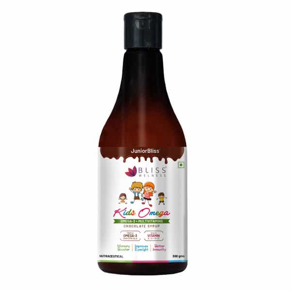 Bliss Welness Kids Omega 3 6 9 Multivitamins Syrup For Focus Concentration | Chocolate|300 Gm