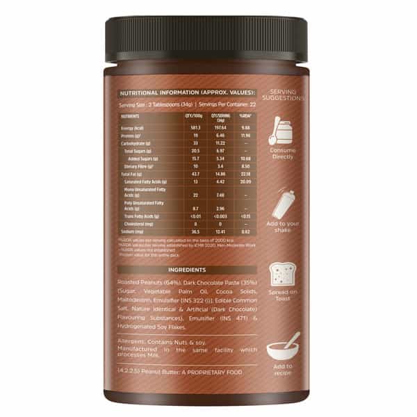Muscleblaze Chocolate Peanut Butter | Creamy | High Protein | No Trans Fat | Energy Booster | 750 G