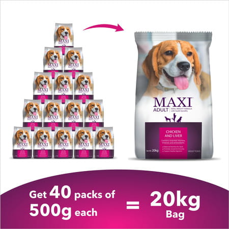 Maxi Adult Dry Dog Food | Chicken And Liver | 20 Kg Pack