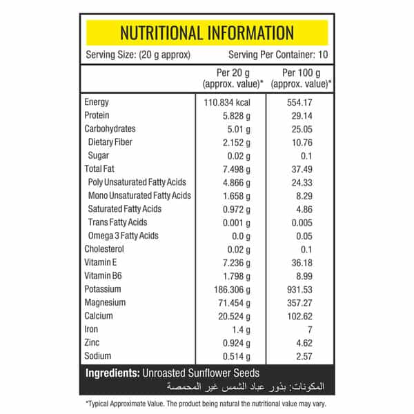 Nourishvitals Sunflower Raw Unroasted Seeds 200G X Pack Of 2 100% Natural No Added Preservatives 