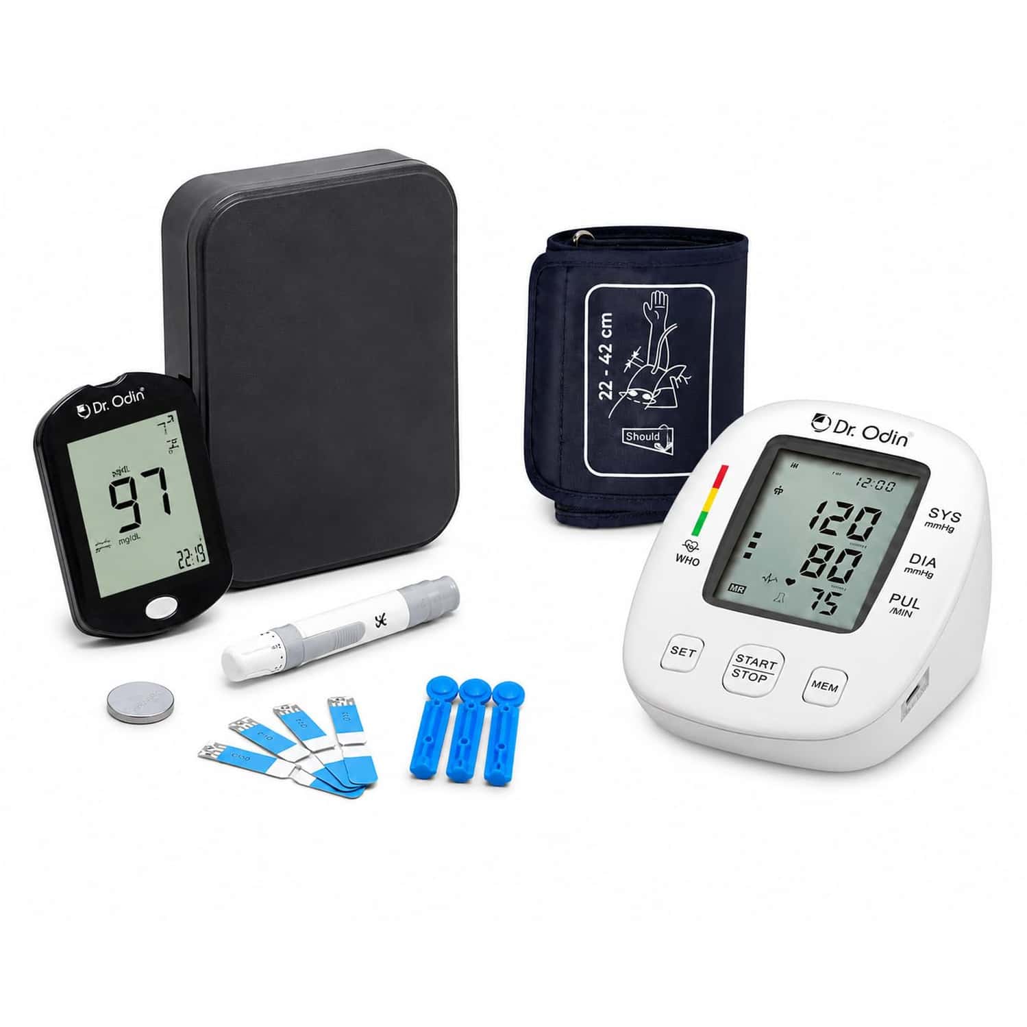 Dr. Odin Combo Of Obp104 Blood Pressure Monitor And Ac 307 Glucometer Kit Pack-10