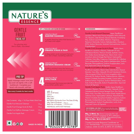 Nature'S Essence Gentle Fruit Facial Kit | Nourished Radiant Skin | Fruit Extracts & Vit E | 75g