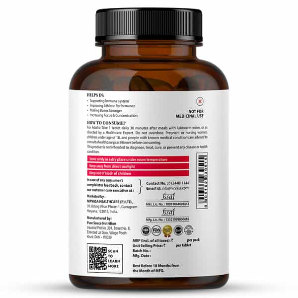 Nirvasa Daily Multivitamin Tablets For Men & Women For Immunity | Energy | Bone & Joint (60 Tablets)