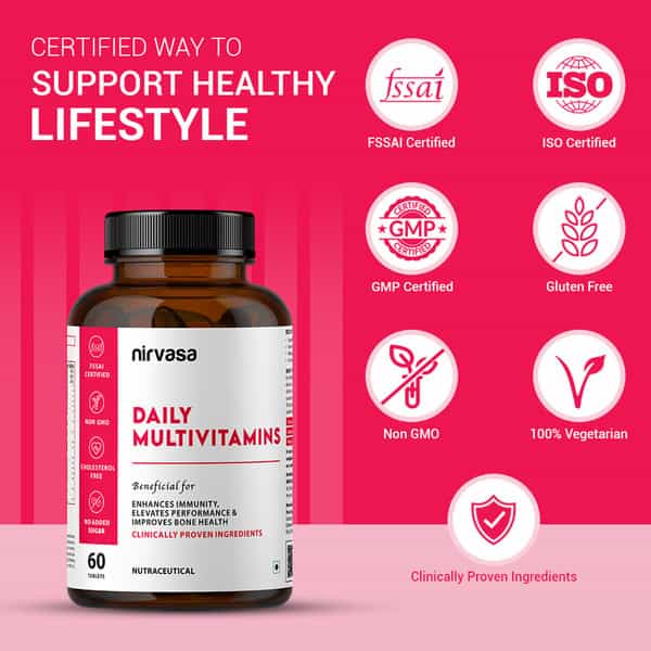 Nirvasa Daily Multivitamin Tablets For Men & Women For Immunity | Energy | Bone & Joint (60 Tablets)