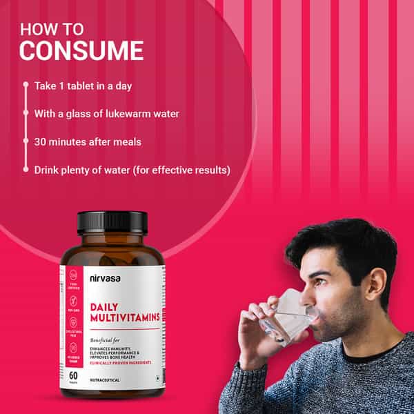 Nirvasa Daily Multivitamin Tablets For Men & Women For Immunity | Energy | Bone & Joint (60 Tablets)