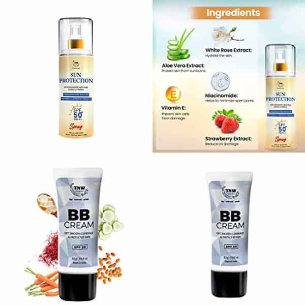 Tnw The Natural Wash Skincare Combo With Sun Protection Spf 50 Spray For All Skin Types