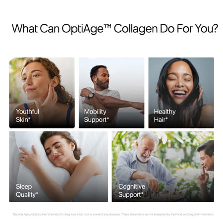 Decode Age Optiage Collagen Supplement | Supports Hair | Skin | Bone Heath | 75 Gm | 14 Servings