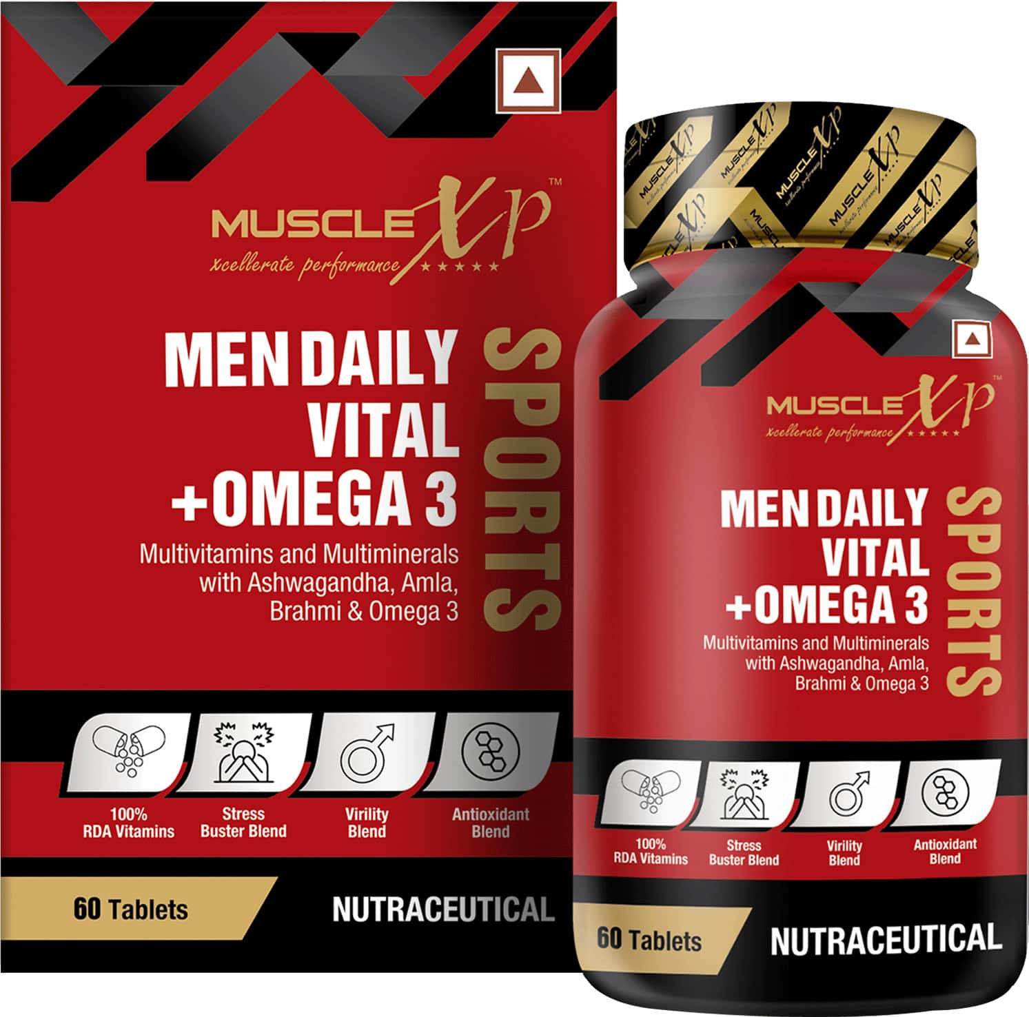 Musclexp Men Daily Vital + Omega 3 Sports Multivitamin 60 Tablets