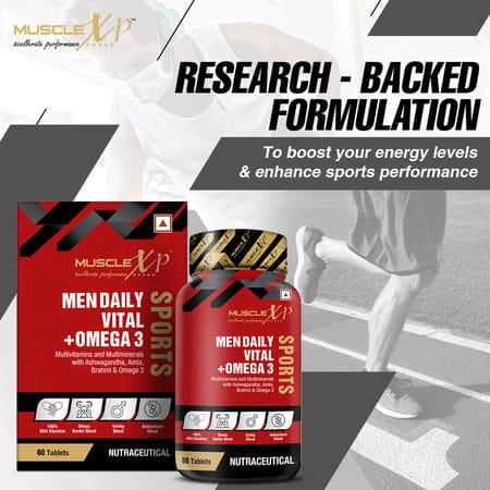 Musclexp Men Daily Vital + Omega 3 Sports Multivitamin 60 Tablets