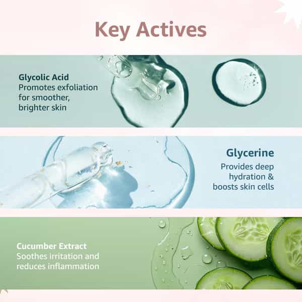 Cos-Iq Gat-8% Glycolic Acid Face Toner - Glycerine & Cucumber Extract - Glowing Even Skin - 100Ml